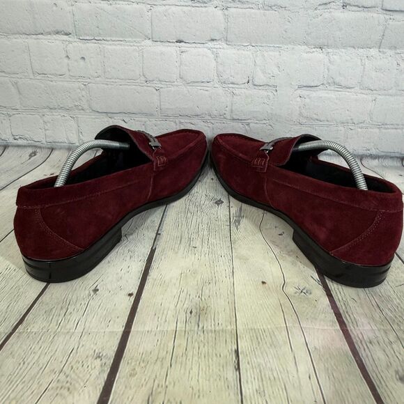 Stacy Adams Velvet Derby Loafer Men Size 11 Slip On Burgundy Dress Church Shoes - Picture 5 of 13